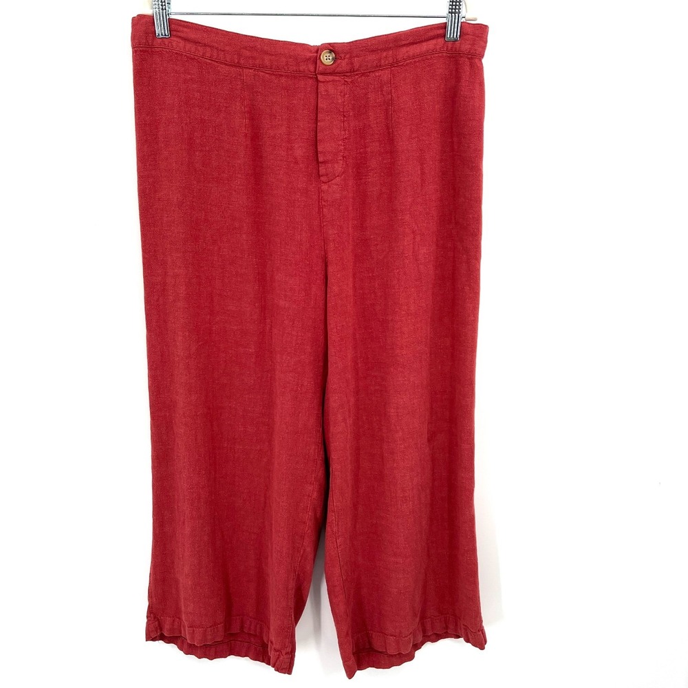 Aeropostale wide leg cropped rust orange red linen pants boho costal grandma XL